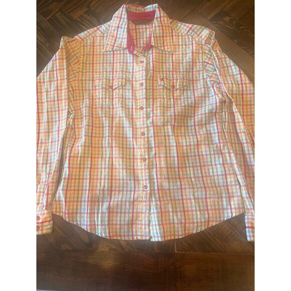 Aura Wrangler Pearl Snap Button Up Girls Medium Colorful Cowgirl Feminine Y2K - Picture 2 of 10